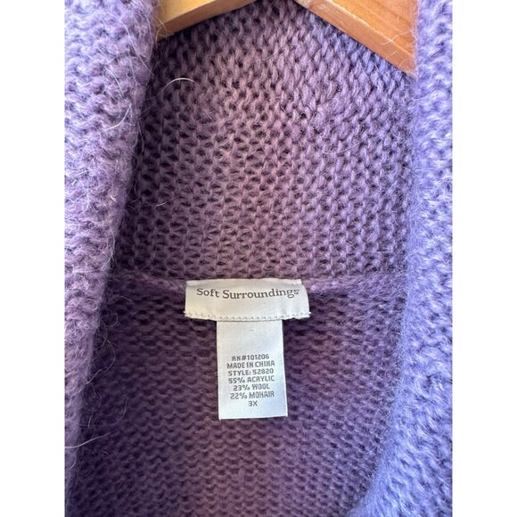 Soft Surroundings Sweater Coat Lavender Wool Mohair Blend Size 3X - Picture 5 of 5
